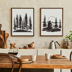 Mountain Tree Stencils for Painting 12” Forest Animal Stencils Pine Tree Stencil Reusable Drawing Templates for Wood T-Shirt Fabric DIY Crafts