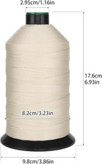 Extra Strong Bonded Nylon Thread #277 Tex270 – 16 OZ, 1500yds, Versatile Stitching Solution for Leather, Upholstery, Canvas Repair and More (Beige)