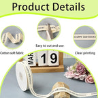 Cotton Herringbone Ribbon - Natural Twill Tape for Custom Gift Wrapping & DIY Crafts-5/8 Inch x 15 Yards - Happy Birthday Printed Phrase