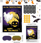 ASTARON Halloween Party Games, Pin The Mouth on Ghost Halloween Party Activities Classroom Games for Children, Kids Birthday Party Games Halloween Party Supplies