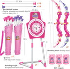 GMAOPHY 2 Pack Bow and Arrow Toy for 5 6 7 8 9 10 11 12 Year Old Boys, Birthday for Kids, Indoor Outdoor Sport Games Toys for Ages 4-8 8-12, LED Light Up Archery Set with 20 Toy Arrows (Pink)