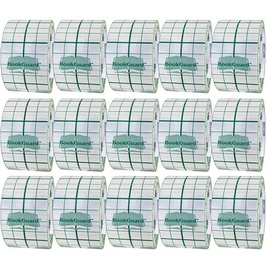 BookGuard 2" Vinyl Archival Bookbinding Book Repair Clear Tape for Libraries, Schools, and Binder Projects, Clear, Case of 15