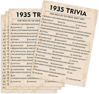 QUPT 90th Birthday Party Games, 1935 Trivia Games, Birthday Party Supplies for Adults, Fun 1935s Party Game，Pack of 30 Cards