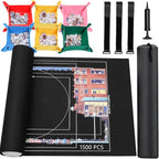 Jigsaw Puzzle Mat Roll Up - 1500 1000 500 Pieces Puzzel Matte, Black Roll-Up Puzzles Mats Felt Save Trays for Sorting Table Board Clear Sheets, Frame Keeper Storage Accessories for Adults