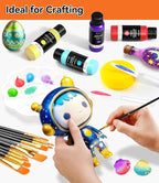 64 PCS Classic & Pastel & Metallic & Glow in the Dark Acrylic Paint Set with 12 Brushes, 2 Knives & Palette, 48 Colors Art Craft Paint for Beginners, Halloween Pumpkin Canvas Ceramic Rock Painting Kit