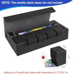Card Deck Box,X-Large Premium Trading Card Storage Case with Mat and Dice Compartment,Magnetic Game Deck Display Case Compatible with MTG/TCG/Yugioh/Magic/Commander(Black＆Grey)