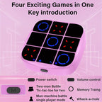 Tic-Tac-Toe Bolt Game, 4-in-1 Handheld Puzzle Games Console, Electronic Tic-Tac-Toe Game for Educational and Memory Growth, Portable Travel Games for Car Ride, Board Games for Kids and Adults (Pink)