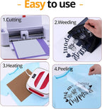 HTVRONT Black Heat Transfer Vinyl Bundle - 10 Pack 12" x 10" HTV Vinyl for T-Shirt, Black Iron on Vinyl for All Cutting Machine or Heat Press Machine