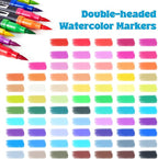 72 Colors Dual Tip Markers Set, Water-Based Ink Brush & Chisel Double Tipped Art Markers for Kids Adults Beginners & Artists in Sketching, Coloring, Note-taking