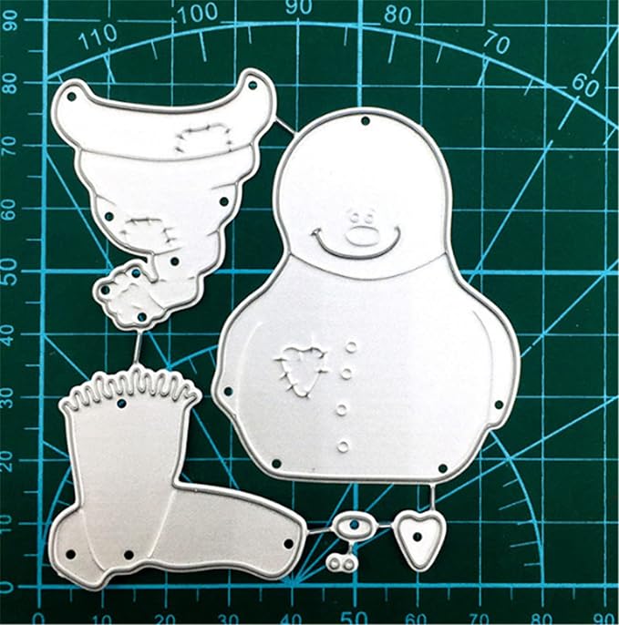 Metal Cutting Dies DIY Merry Christams Embossing Stencil Template Scrapbooking Card Making Mold Photo Album Arts Crafts Tools(6 Pcs Snowman-9.4x6.2cm)