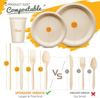 Gezond Compostable Paper Plates - 700pcs Biodegradable Heavy-duty Brown Plates Set for Party
