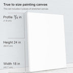 PHOENIX 18x24 Inch 4 Pack Artist Canvas - Large Stretched Canvases for Painting - 3/4 Inch Profile, 100% Cotton 11 Oz. Gesso Primed White Blank Professional Canvas Oil & Acrylic Paints
