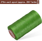 uxcell Flat Leather Sewing Waxed Thread, 270m / 295 Yards Polyester Wax String, 150D Wax Stitching Cord for Leather Crafts, Bookbinding, Bracelets Braided, Light Green