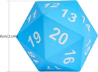 Large Foam D20 Dice, 80mm D20 DND Spindown 20 Sided Dice D&D Polyhedral with Drawstring Bag for Role Playing Games (Blue)
