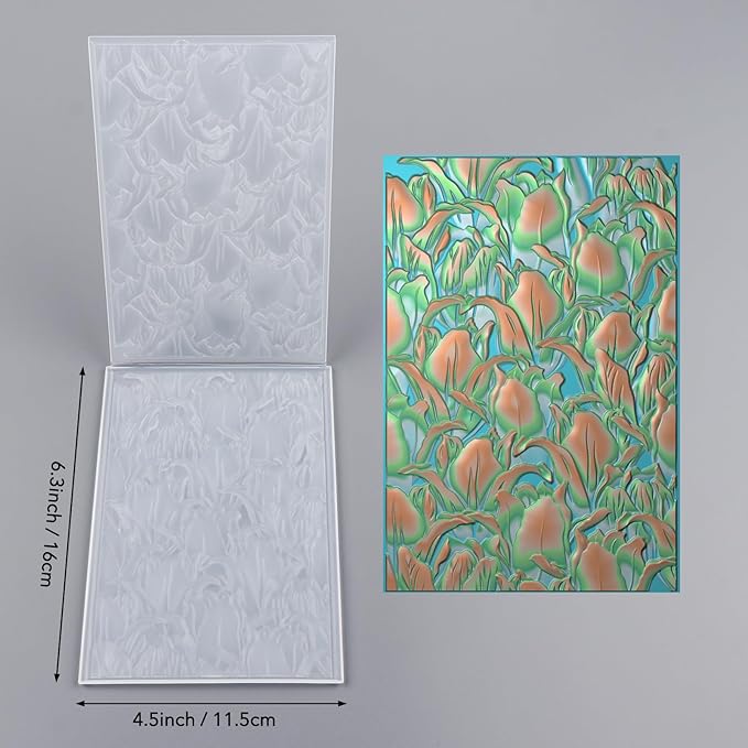 BAOFALI 3D Embossing Folder for Card Making, Leaves Plastic Texture Fades Embossing Folder Template for Scrapbooking and Other Paper Craft Album Stamps DIY Decoration 6.3" L x 4.5" W