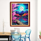 Magxvouy Cross Stitch Kits Stamped Full Range of Embroidery Kits,Cross Stitch Patterns Needlework Kits for Beginners 11CT Printed Kits&Moonlit Peach Blossoms 16x20 inch