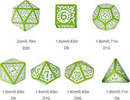 7-Die DND Dice Set New Pattern Polyhedral Dice Set with Leather Bag D&D Die for RPG Table Games(Green White)