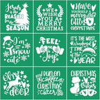 Reusable Self Adhesive Silk Screen Stencil Christmas Tree Snowman Deer Joy Stencils Silk Screen Transfer Winter Xmas Mesh Stencil for Craft on Wood, Fabric, Mug, Window, DIY Home Christmas Decor