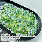 Assorted Glass Beads for Jewelry Making Multi Size Colors Glass Star Moon Seed Pearl Spacer Beads for Bracelets Necklace Earring Making(White Light Green)