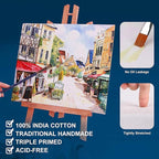 Gallery Wrapped Stretched Canvases for Painting 10x10 Inch 3-Pack, 16 oz Triple Primed Acid-Free 100% Cotton Blank Canvas, Square Spline Canvas for Oil Paint Acrylics Pouring & Wet Art Media