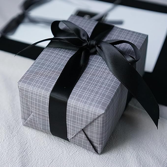 1" x 100 Yards Black Polyester Satin Ribbon Single Faced Bulk Fabric Ribbons for Gift Wrapping, Crafting, Bows Making, Flower Bouquet, Wedding, Home Decor