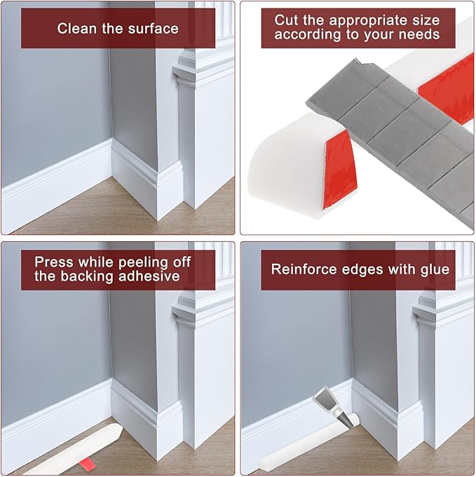 uxcell Flexible Molding Trim, 118 Inch Flexible Quarter Round Molding Silicone Peel and Stick Trim Self Adhesive Shower Water Barrier for Corner Decor Bathroom Kitchen, Transparent