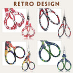 Zhehao 4 Pcs Sewing Embroidery Scissors with Artificial Leather Cover Sewing Stainless Vintage Embroidery Scissors for DIY Needlework Art Manual Handicraft (Delicate)