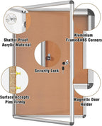 36"x24" Enclosed Bulletin Board, Lockable Weather-Resistant Aluminum Cork Noticeboard for School & Office, Silver Frame w/Cork