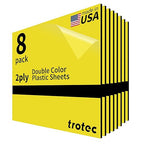 Trotec TroLase | 12"x12"x1/8", 8 Pcs | Yellow/Black| 2 Ply | Modified Acrylic | Laser Engraving Double Color Plastic Sheet | Engraving Blanks for Laser, Saw, Guillotine | Made in USA