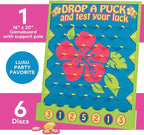 Fun Express 16" x 20" Tropical Luau Multicolor Wood Tabletop Disc Drop Game - 8 Pieces in Set - Great for Vacation Bible School, Birthday Parties and Luaus