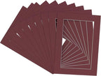 5x7 Mat for 8.5x11 Frame - Precut Mat Board Acid-Free Show Kit with Backing Board, and Clear Bags Maroon 5x7 Photo Matte Made to Fit a 8.5x11 Picture Frame Matboard for Framing, Pack of 25 Mats