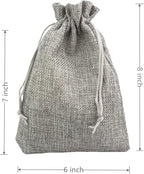 Palmhomee Pack of 25 Burlap Gift Bags with Drawstring Linen Pouches (6x8 Inch, Gray) for Wedding, Birthday, Party, Bridal Shower, Christmas