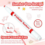 18 Pcs Line Washable Markers Bulk Red Fine Tip Markers Set Coloring Thin Tip Drawing Washable Pen for Kids Art School Classroom Back to School Gender Reveal Party Supplies, Ages 6+