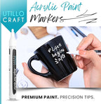Utillo Craft White+Black Paint Pen (8-Pack) Medium Tip Made in Japan | Bold Color+100% Coverage | For Rock, Wood, Glass, Paper, Fabric, Canvas, Metal and More! | 2-3mm Paint Pens | Acrylic Paint Pens