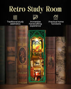 Book Nook Kit,Vintage Library Miniature House Kit for Teens and Adults with LED Lights,3D Wooden Puzzle Tiny House Booknook Bookend Bookshelf Decor Model Build.(Vintage Bookstore