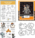 Halloween Clear Silicone stampReusable Stamp with Pumpkins, Skulls, Bats, Santa Claus, and Holiday Designs. Used for Making Cards, scrapbooks, and DIY templates (Halloween Skeleton)
