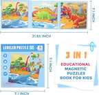 Magnetic Puzzles for Kids Ages 4-8, 3 in 1 Dinosaurs Magnet Jigsaw Puzzle Book, Toddlers Travel Puzzles Toys, Preschool Learning Toy for Kids 3-8 Year (Dinosaurs)
