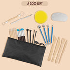 Clay Sculpting Tools Kit 28PCS, Clay Pottery Carving Tool Kit with Wooden & Stainless Steel Clay Tools, Professional Clay Sculpting Tools for Adults, Sculpting Tools for Air Dry Clay, Polymer, Ceramic
