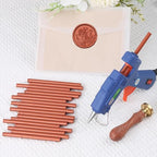 Red Gold Sealing Wax Sticks, WASOHLING 20Pcs Glue Gun Wax Seal Sticks for Wax Seal Stamp, Red Gold Wax Seals for Christams Wedding Invitation Envelope Letter Seals, Craft Adhesive (Mini Size)