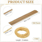 uxcell 100Pcs 2 Gauge Floral Wire, 15.75" Length Flower Stem Wires with 0.08" x 32.8ft Twine for Wreath Making, Flower Arrangement, Yellow