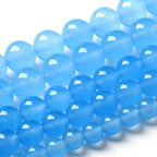 12MM Natural Stone Aquamarine Blue Chalcedony Beads Round Loose Beads for Jewelry Making Bracelet 32pcs 1 Strands 15"