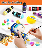 52 PCS Classic & Pastel & Glow in the Dark Acrylic Paint Set with 12 Brushes, 2 Knives & Palette, 36 Colors Art Craft Paint for Beginners, Halloween Pumpkin Canvas Ceramic Rock Painting Kit