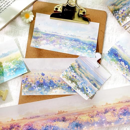 6Rolls Colorful Natural Scenery Washi Tape Set Scrapbook Supplies Spring Floral Washi Tape Stickers Decorative Tape Vintage Flower Cute Washi tape Bulk Washi Stickers Junk Journal Journaling Supplies