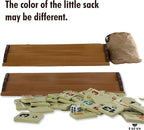 Hakan Turkish Okey Game Rummy Cube Game Rummy Cube Set with 4 Straight Wooden Racks Tile Holder and 106 Melamine Tiles Stones in Pouch