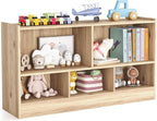 KOTEK Kids Storage Organizer, 5 Cubby Kids Bookshelf, Wooden 2-Layer Bookcase Storage Cabinet, Toy Shelf for Daycare, Nursery, School Classroom, Playroom, Living Room & Bedroom (Natural, 5 Cubes)