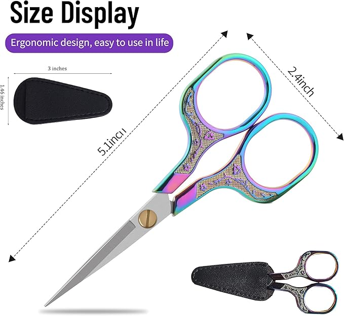 Embroidery precision scissors-Glexal 5 Inch Vintage Scissors-2 pack,Ultra Sharp Blade Shears,scotch small crafts scissors for multi purpose…