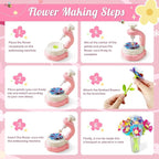 Glotrove Fabric Flower Bouquets Toys, Arts and Crafts for Kids Ages 6-8 8-12 Girls, DIY Craft Kits Gifts for Girls Birthday, Educational Toys for Building Your Flower Bouquet