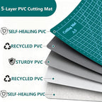 Cutting Mat 8in6in Self Healing Cutting Mat Size Double Sided 5-Ply Rotary Sewing mat for Crafts Fabric Quilting Hobby Art Clay Precision Scrapbooking Project, A5, Green 5PCS