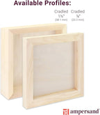 Ampersand Art Supply Unprimed Basswood Artist Panel, 7/8" Cradled Profile, 12"x12"
