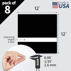 Trotec TroLase | 12"x12"x1/16", 8 Pcs | Black/White/Black | 3 Ply | Modified Acrylic | Laser Engraving Double Color Plastic Sheet | Engraving Blanks for Laser, Saw, Guillotine | Made in USA